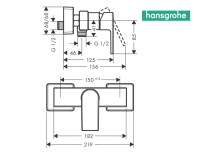 MEDIDAS MONOMANDO DUCHA VERNIS SHAPE HANSGROHE